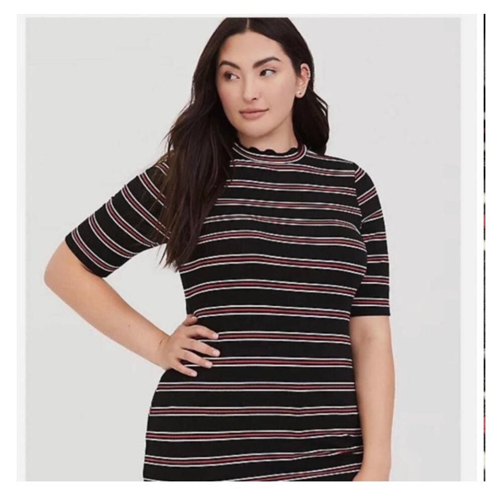 (0/12/lrg) Torrid Ribbed Mock Neck Tee